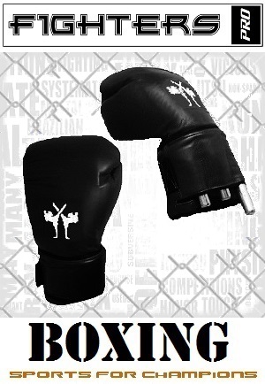 FIGHTERS - Boxing Gloves with Weights / Black / 16oz 
