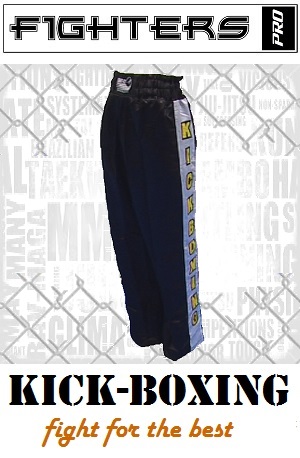 FIGHT-FIT - Kick-Boxing Hosen / Satin / Schwarz / XXS