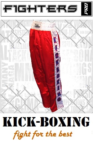 FIGHT-FIT - Pantaloni da Kickboxing / Raso / Rosso / XS