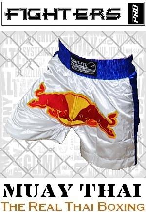 FIGHTERS - Muay Thai Shorts / Bulls  / White-Blue / Large