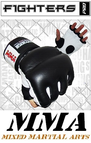 FIGHTERS - MMA Gloves / Cage Fight / Black-White / Large
