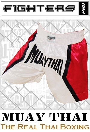 FIGHTERS - Muay Thai Shorts / White-Red / XL