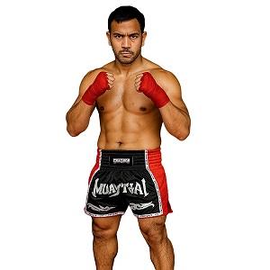 FIGHTERS - Thaibox Shorts / Elite Pro Muay Thai / Schwarz-Rot / Medium