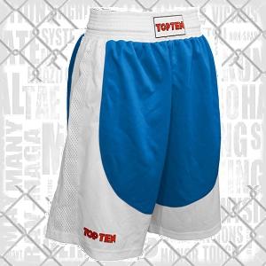 Top Ten - Shorts de boxeo para hombre / Azul-Blanco / Large