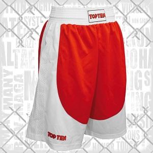 Top Ten - Shorts de boxeo para hombre / Rojo-Blanco / Large