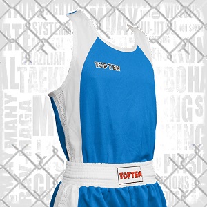 TOP TEN - Men's Boxing Shirt / Blue-White / Large